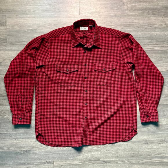 *Vintage L.L. Bean Men's Flannel Button Up Shirt - Red - Picture 1 of 5